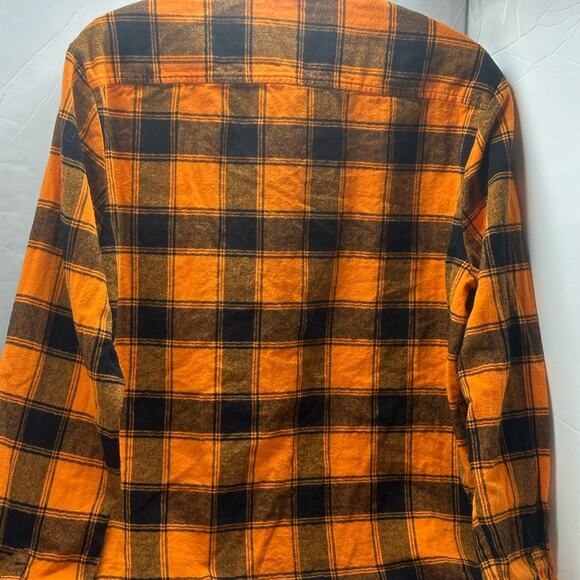 HALLOWEEN READY Forever 21 BLACK ORANGE CHECKERED BUTTON DOWN UNISEX LARGE - Picture 5 of 8